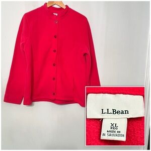 L.L. Bean Jacket Comfort Fleece Button Up Polartec Outdoor Womens XL Pink 290349